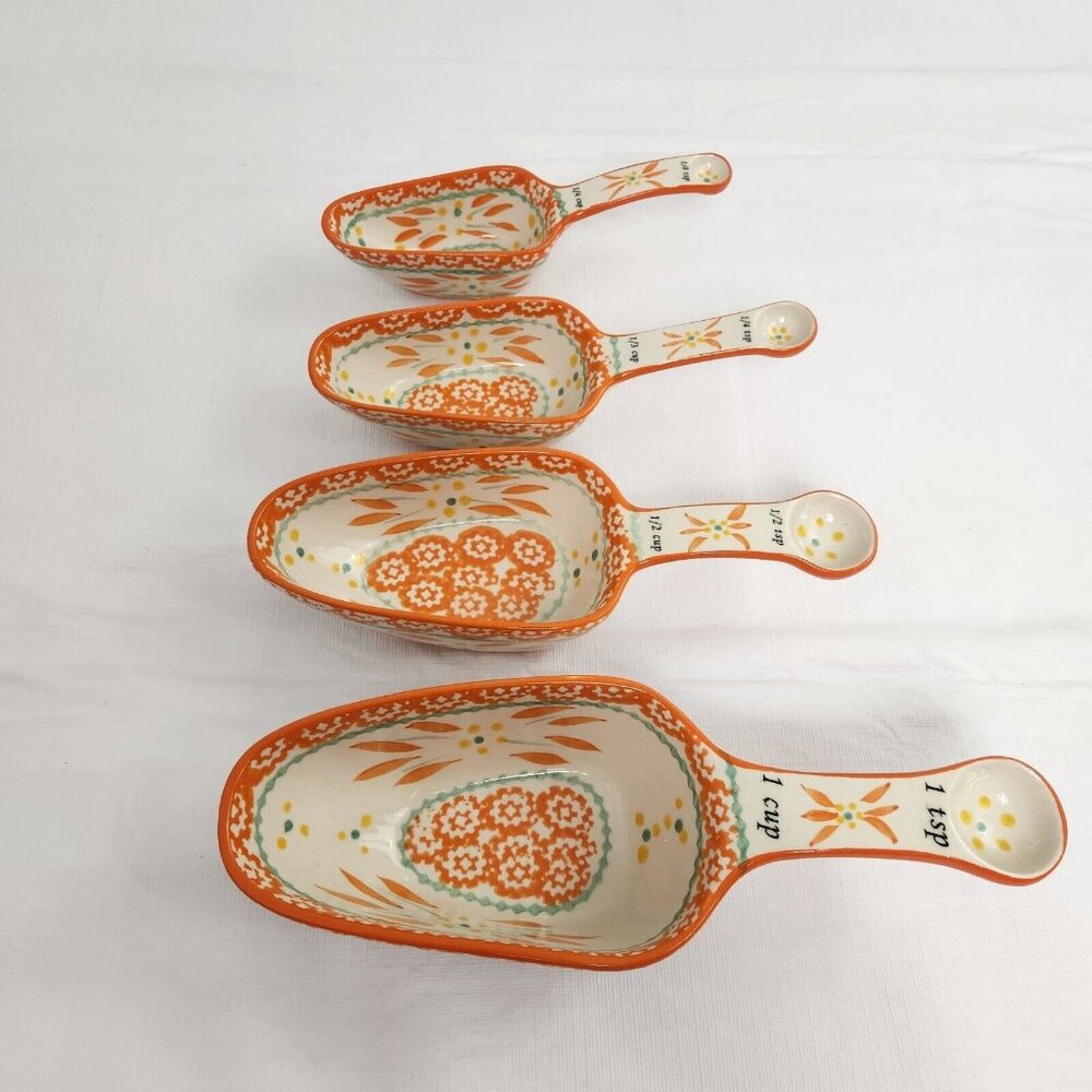 Temptations Old World Tangerine Measuring Cups Spoons Nesting Set of 4 Orange